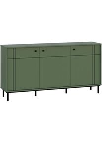 CARRYHOME Sideboard , Gr&uuml;n , Holzwerkstoff , 3 F&auml;cher , 160.2x81.8x37 cm , Kleinm&ouml;bel, Kommoden, Sideboards