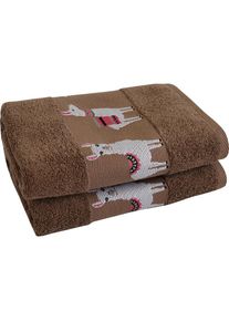 Handtücher »Lama« mit trendiger Lamabordüre , braun , Dyckhoff , Obermaterial: 100% Baumwolle