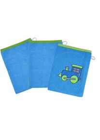 W&ouml;rner W&ouml;rner, Waschhandschuh &raquo;Lok&laquo; 3er-Set, mit Stickerei, ozean, Frottee, 3 Stk.