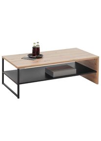Mid.you Couchtisch , Schwarz, Eichefarben , Metall, Holzwerkstoff , rechteckig , eckig , 60x40x120 cm , Wohnzimmer, Wohnzimmertische, Couchtische,