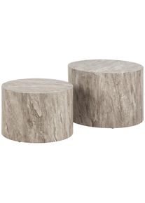 Mid.you Couchtischset , Grau , Holzwerkstoff , 2-teilig , zylindrisch , 58x40x58 cm , FSC MIX , Wohnzimmer, Wohnzimmertische, Couchtische
