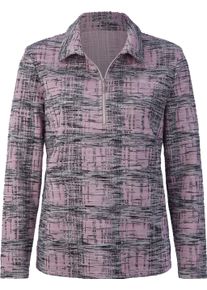 Damen Poloshirt in wärmender Qualität mauve-steingrau-gemustert