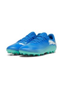 Puma, Unisex, Puma Fussballschuh &raquo;FUTURE 7 PLAY MG&laquo; f&uuml;r Kunstrasenpl&auml;tze, hyperlink blau, mint, Puma wei&szlig;, 44, Leichtes synthetisches Obermaterial
