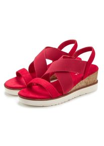 Lascana , Sandalette »Sommerschuh« Sandale, Sommerschuh mit Keilabsatz und elastischen Riemen VEGAN , rot , Mit elastischen Riemen für einen...