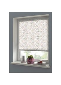 Seitenzugrollo »weiss / Dekor« blickdicht Sichtschutz ohne Bohren freihängend Klemmträger mit Feststellschraube , bunt , Gardinia , Obermaterial:...