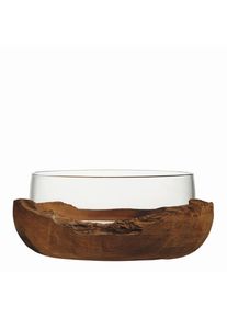 Leonardo Dekoschale , Klar, Teakfarben , Holz, Glas , Teakholz , rund , 28x11x28 cm , Dekoration, Dekoschalen