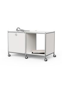 Tchibo - Beistelltisch Metall »Cn3« mit 1 Klappenfach und Rollen - 78,5x40x48,5cm - weiss - Stahl / Aluminium / Kunststoff