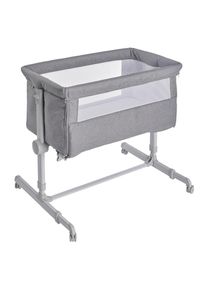 My Baby Lou Beistellbett , Grau, Weiss , Metall, Kunststoff, Textil, Holzwerkstoff , 56x89x81 cm , ISO 9001, Fsc, Bsci , Reissverschluss, Bezug abnehmbar, Bezug waschbar, Netzfenster, höhenverstellbar, sehr stabil , Baby- und Kindermöbel, Babyzimmer, Babybetten, Beistellbetten