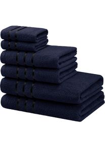 Bruno Banani Handtuch Set »Clement, Duschtücher, Handtücher, Seiftücher« Set mit dezent glänzender Streifenbordüre, einfarbig, aus 100% Baumwolle , blau , Bruno...