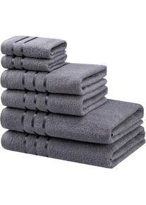 Bruno Banani Handtuch Set »Clement, Duschtücher, Handtücher, Seiftücher« Set mit dezent glänzender Streifenbordüre, einfarbig, aus 100% Baumwolle , grau , Bruno...