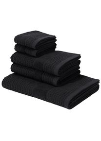 Kangaroos Handtuch Set »Summer, Duschtuch, Handtuch, Gästeücher« Set Frottier einfarbiges Handtuch-Set aus 100% Baumwolle, Hoch-Tief-Effekt , schwarz ,...