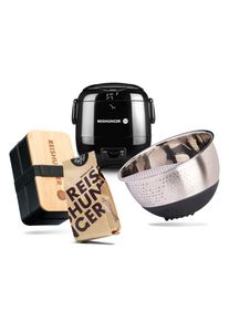 Mini Reiskocher (0,3l) Black Set | Bento Box | Reiswaschsch&uuml;ssel | Schwarzer Reis