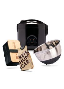 Reishunger Basis Reiskocher (1,2l) Black Set | Bento Box | Reiswaschsch&uuml;ssel | Schwarzer Reis