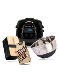 Reishunger Digitaler Mini Reiskocher (0,6l) Black Set | Bento Box | Reiswaschsch&uuml;ssel | Schwarzer Reis