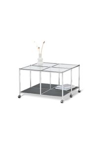 Tchibo - Salontisch mit Rollen »Cn3« - 78x78x44,5cm - chrom - Metall / Glas / Metall