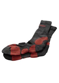 Hirsch Natur Sportstrumpf Merinowolle Anthrazit-Rot 40-41