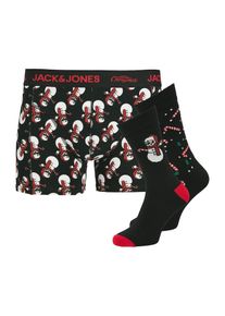 Jack & Jones JACK & JONES, Hommes Boxers 'JACSNOW SKULLS', vert / rouge fonc&eacute; / noir / blanc