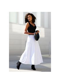 Beach Time Beachtime, Unisex, Maxirock mit Volants, elastischer Jerseyrock, Strandrock, wei&szlig;, 32/34, Mit weich fliessenden Volants