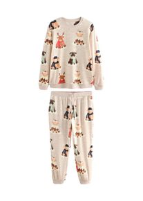 Next Pyjama Herren, beige / braun / mint / rot, Größe S