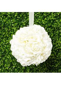 Pompon décoration rose blanche 20cm