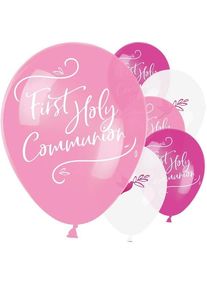 6 Erstkommunion Luftballons rosa 28cm