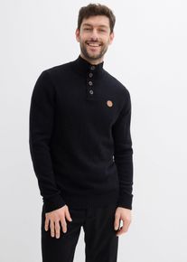 Troyer-Pullover aus weichem Baumwollmix in schwarz, Gr&ouml;sse 48/50 (M), bonprix