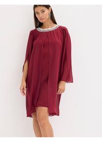 Chiffonkleid mit Strassstein-Applikation in rot, Gr&ouml;sse 48, bonprix