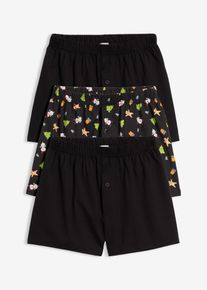Lockere Boxershorts aus reiner Baumwolle (3er Pack) in schwarz, Grösse 164/170, 100% Baumwolle, bonprix