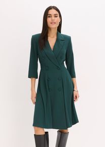 Robe blazer &agrave; jupe &eacute;vas&eacute;e en vert, Taille 44, Couleur/Motif: vert profond, bonprix