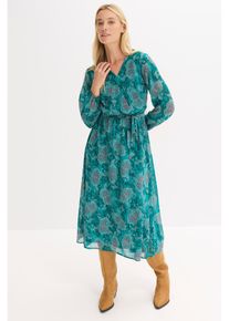 Chiffonkleid mit Paisley-Druck in gr&uuml;n, Gr&ouml;sse 46, bonprix