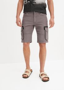 Stretch-Cargo-Bermuda Regular Fit in grau, Grösse 56, 97% Baumwolle, bonprix