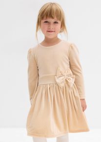 Ausgestelltes Samtkleid in beige, Gr&ouml;sse 116/122, bonprix
