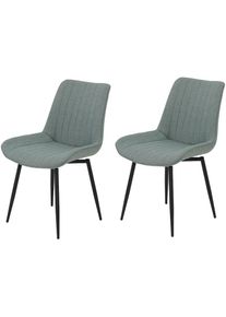 Hela, Hela Drehstuhl &raquo;Vierfussstuhl BERGEN&laquo; (Set) 2 Stk.Esszimmerstuhl, XL-Sitzbreite, 360&deg; drehbar, salbei, schwarz, Metall, Polyester, Stoff, B/H/T: