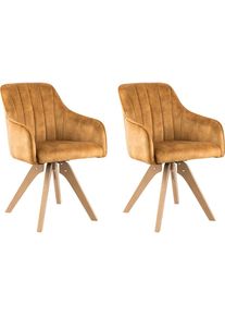 Home Affaire, Home Affaire Drehstuhl &raquo;Sa Calobra&laquo; (Set) 2 Stk.mit R&uuml;ckensteppung, curry, eichefarben, B/H/T: 58 cm x 86 cm x 46 cm