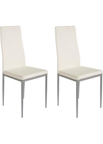 Home Affaire , Damen , Esszimmerstuhl »Pluto« (Set) 2 Stk.Bezug in Kunstleder , weiss , Gestell aus Metall