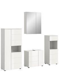 Welltime, Welltime Badm&ouml;bel-Set &raquo;Biel, H&ouml;he 190 cm, Midischrank, Unterschrank, Spiegel, Standschrank&laquo; 4 Stk. tlg., wei&szlig; melamin, B/H/T: 188 cm cm x 
