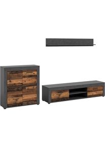 Wohnwand »Aosta, Breite 255cm, bestehend aus Highboard, Lowboard, Wandboard« 3 Stk. tlg. , grau , Inosign