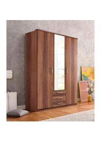 Kleiderschrank »Husum« mit dekorativen Kranz, wahlweise mit Schubkästen , braun , Priess