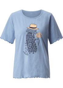 Damen Kurzarmshirt mit Druck-Motiv bleu-marine