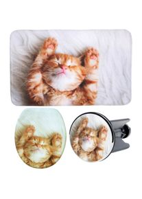 Badaccessoire-Set »Lilly« bestehend aus WC-Sitz, Badteppich und Waschbeckenstöpsel , braun , Sanilo