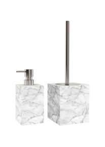 Badaccessoire-Set »Marmor« 2-teiliges Set aus Seifenspender und WC-Bürste , grau , Sanilo