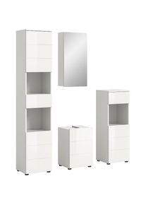 Welltime, Welltime Badm&ouml;bel-Set &raquo;Biel, H&ouml;he 190 cm, Hochschrank, Unterschrank, Spiegel, Standschrank&laquo; 4 Stk. tlg., wei&szlig; melamin, B/H/T: 144 cm cm x 