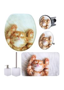 Badaccessoire-Set »Lilly« bestehend aus WC-Sitz, Badteppich, Stöpsel, Seifenspender, WC-Bürste , braun , Sanilo