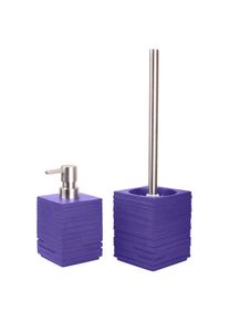 Badaccessoire-Set »Calero Purple« bestehend aus Seifenspender und WC-Bürste, geriffelt , lila , Sanilo