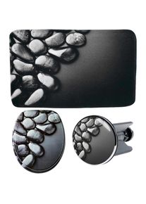 Badaccessoire-Set »Hot Stones« bestehend aus WC-Sitz, Badteppich und Waschbeckenstöpsel , schwarz , Sanilo