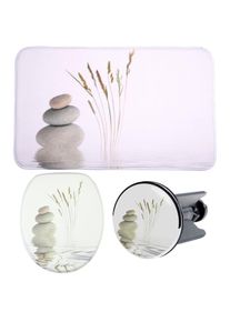 Badaccessoire-Set »Balance« bestehend aus WC-Sitz, Badteppich und Waschbeckenstöpsel , beige , Sanilo