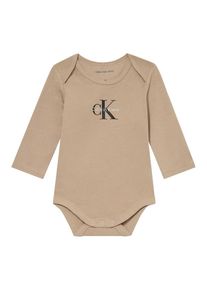 Calvin Klein Jeans, Garçons Barboteuse / body, taupe / noir / blanc