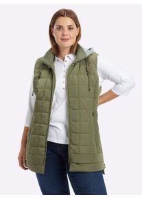 sheego Witt Damen Steppweste im Materialmix, khaki, Größe 42, 100% Polyester. Einsatz: 70% Baumwolle, 30% Polyester. Wattierung: 100% Polyester