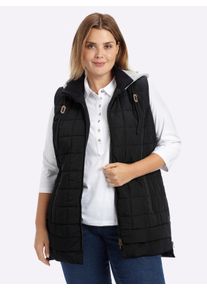 sheego Witt Damen Steppweste im Materialmix, schwarz, Gr&ouml;&szlig;e 48, 100% Polyester. Einsatz: 70% Baumwolle, 30% Polyester. Wattierung: 100% Polyester