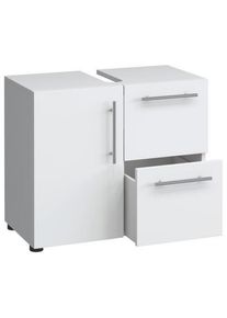 Mid.you Waschbeckenunterschrank , Weiss , Kunststoff , 1 Fächer , 2 Schubladen , 61x51x32 cm , stehend , Badezimmer, Badezimmerschränke,